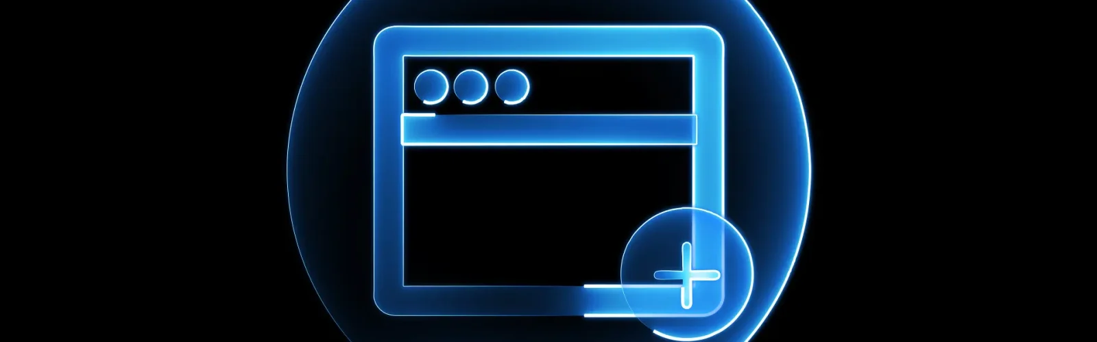 glowing-blue-neon-web-browser-icon-with-plus-sign