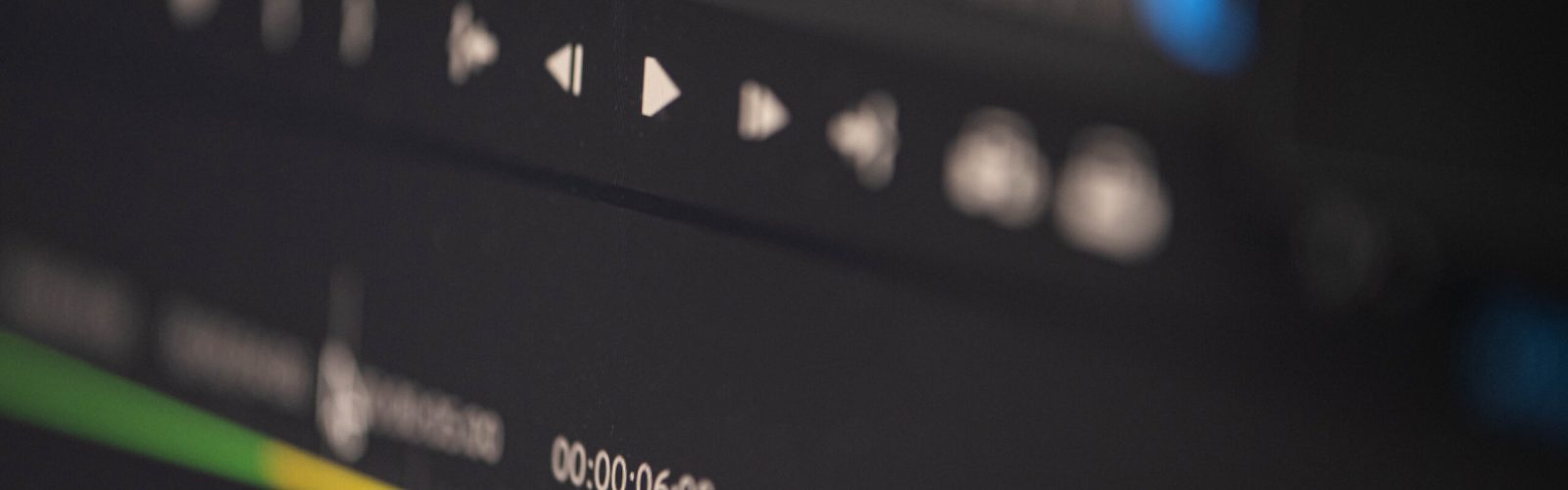 Close-up of a video editing software interface showing a time line with various controls and tracks.